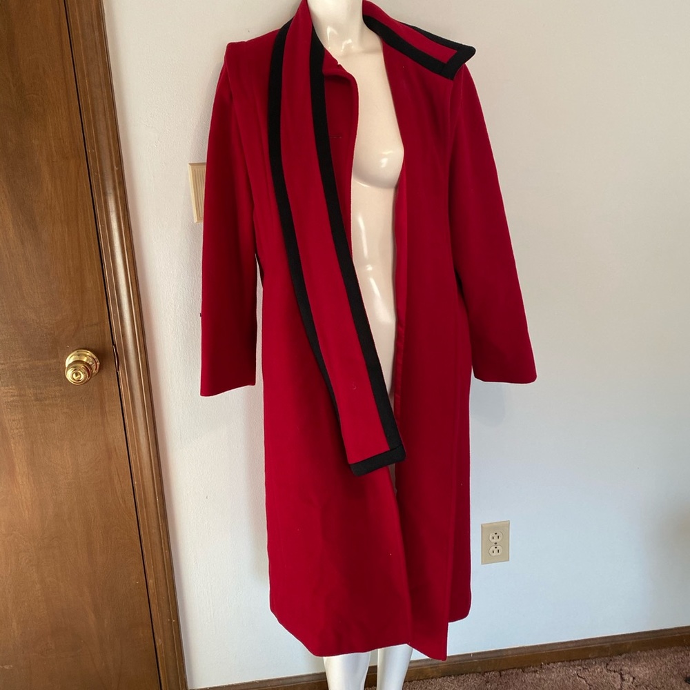 Vintage Wool Red Jacket /w Unique Scarf